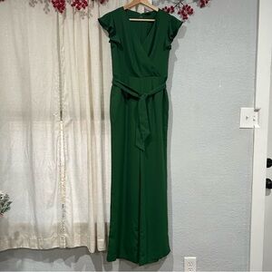 Green Crepe Ann Taylor Jumpsuit w/Belt.
